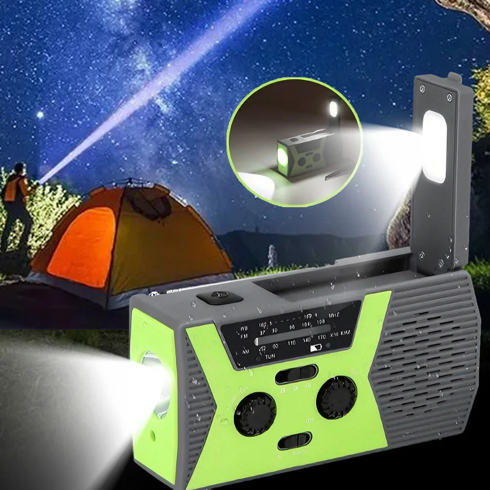 Portable Emergency Radio With Flashlight Reading Light Solar Hand-Cranked Charging Emergency Radio For Camping Equipment Hiking