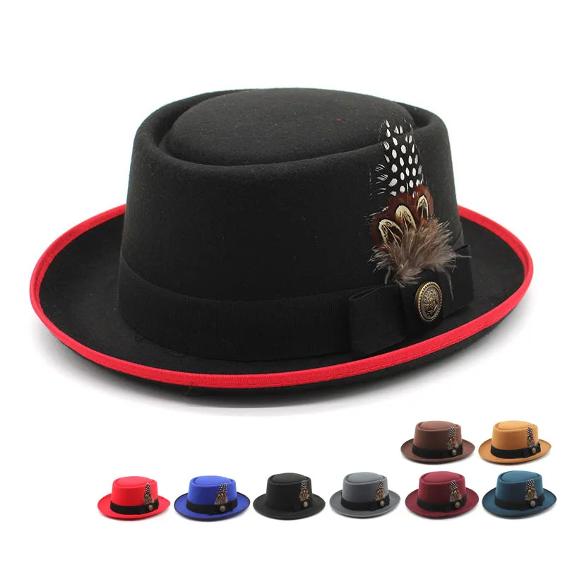 Spring And Autumn Billycock Felt Small Brim Bowler Hat Men's Fashion All-matching British Style Hip Hop Fedora Hat Children