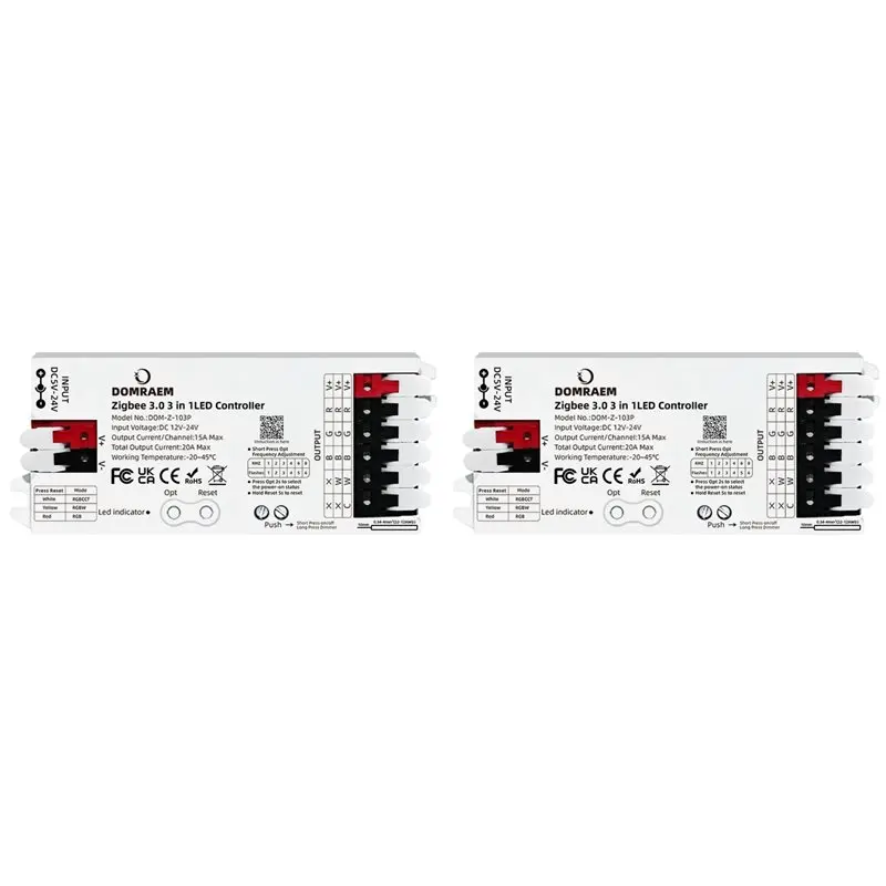 BHBD-2X Domraem Zigbee3.0 RGBCCT RGB RGBW LED Strip Controller 3 In 1 12V-24V 20A Smart Dimmer Works Smartthings