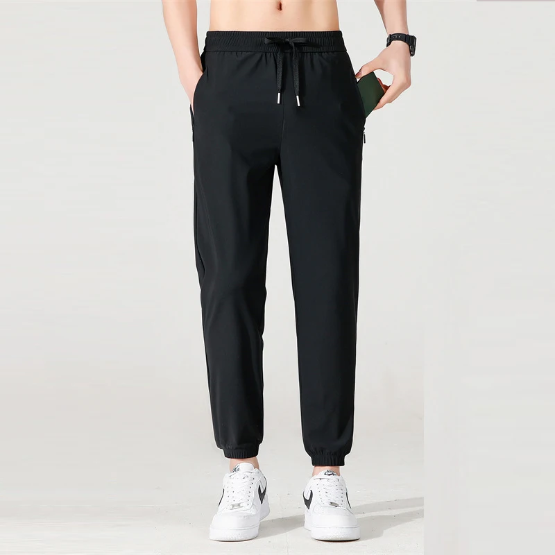 

KIDWHXR Summer Men Trousers Thin Quick Dry Straight Elastic Waist Male Sweatpants Casual Simple Breathable Sport Man Pant