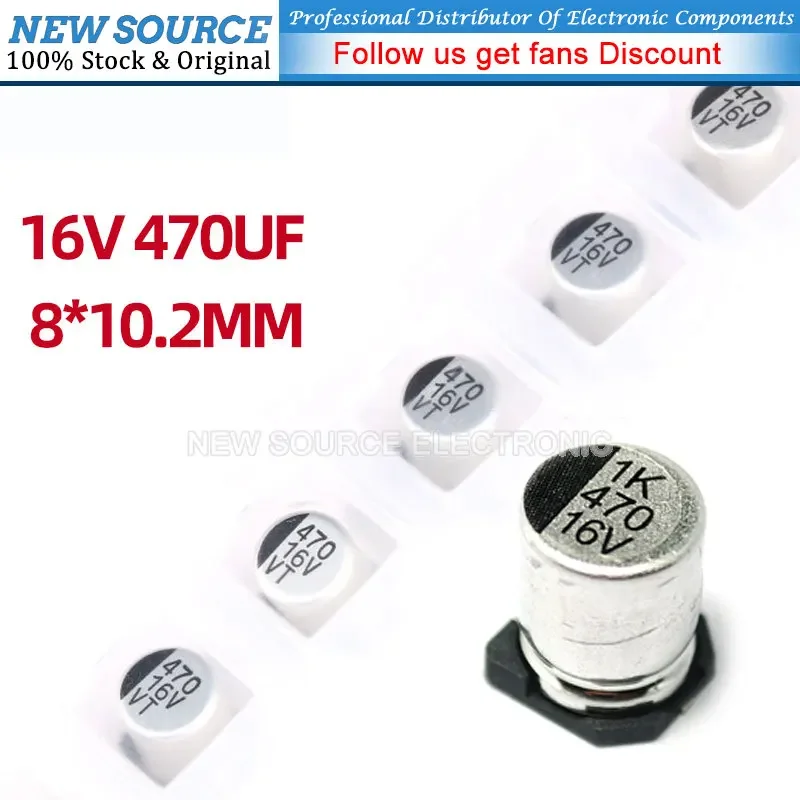 20pcs  SMD Electrolytic Capacitance 16V 470UF 8*10.2MM Aluminum Electrolytic Capacitance Capacitor