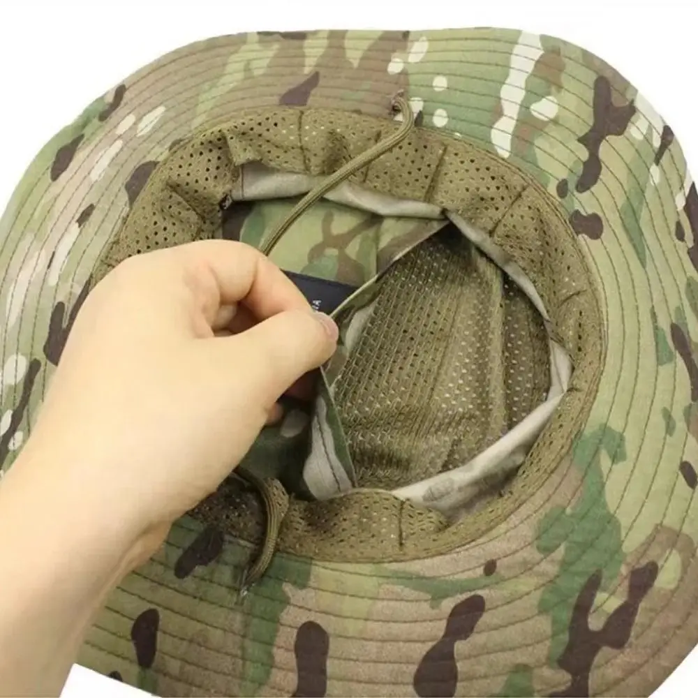 Durable Large Brim Fisherman Hat Breathable UV Protection Bucket Benny Hats Foldable Fashion Multicam Fishing Sun Cap Hiking