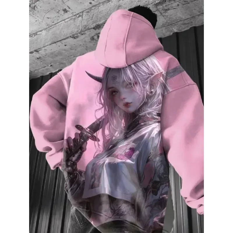 Men's Hoodies Anime Character Graphic Sweatshirt 3D Gothic Sexy Beauty Print Tracksuit Pullover Fashion Harajuku Pullovers Coat