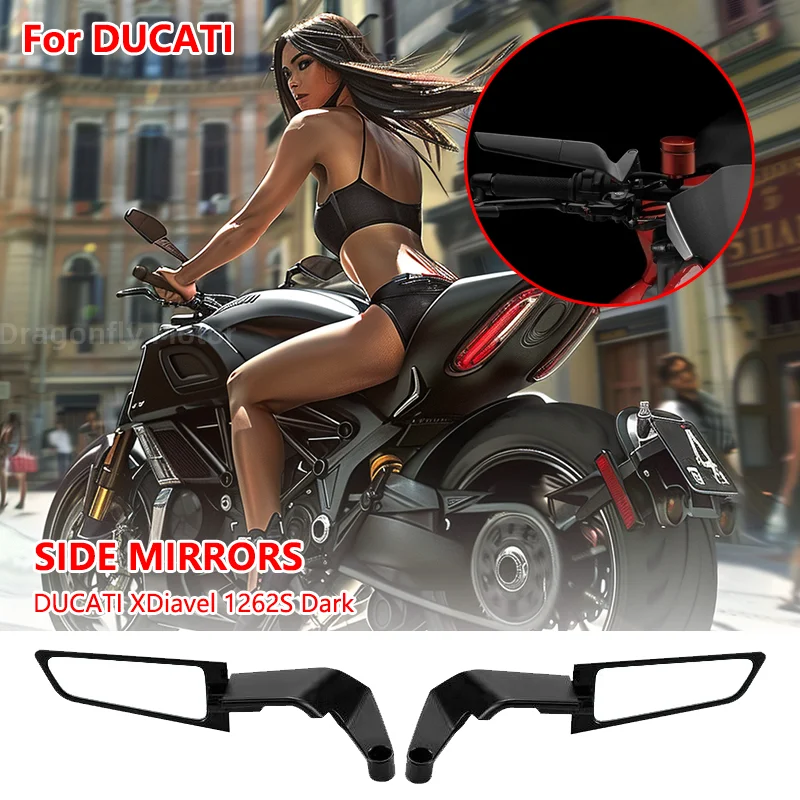 Motorcycle Mirrors Stealth Winglets Mirror Kits To Rotate Adjustable Mirrors For Ducati XDiavel 1262S Dark 2021-2023 Diavel 1260