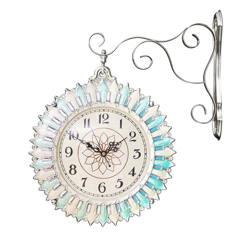 Luxury Korean living room double-sided clock, personalized and creative two-sided wall clock, resin Epoxy wall watch