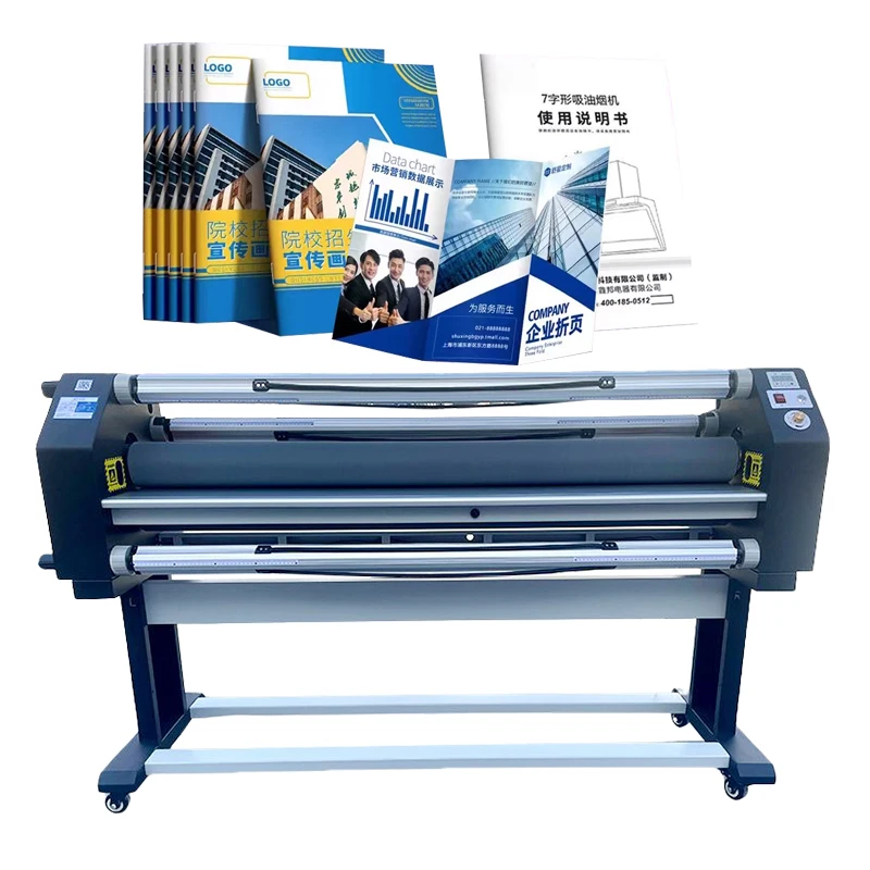 Large format cold laminating roll 4 ceramic knives(knob control) high speed automatic anti-pinch function laminating machinery