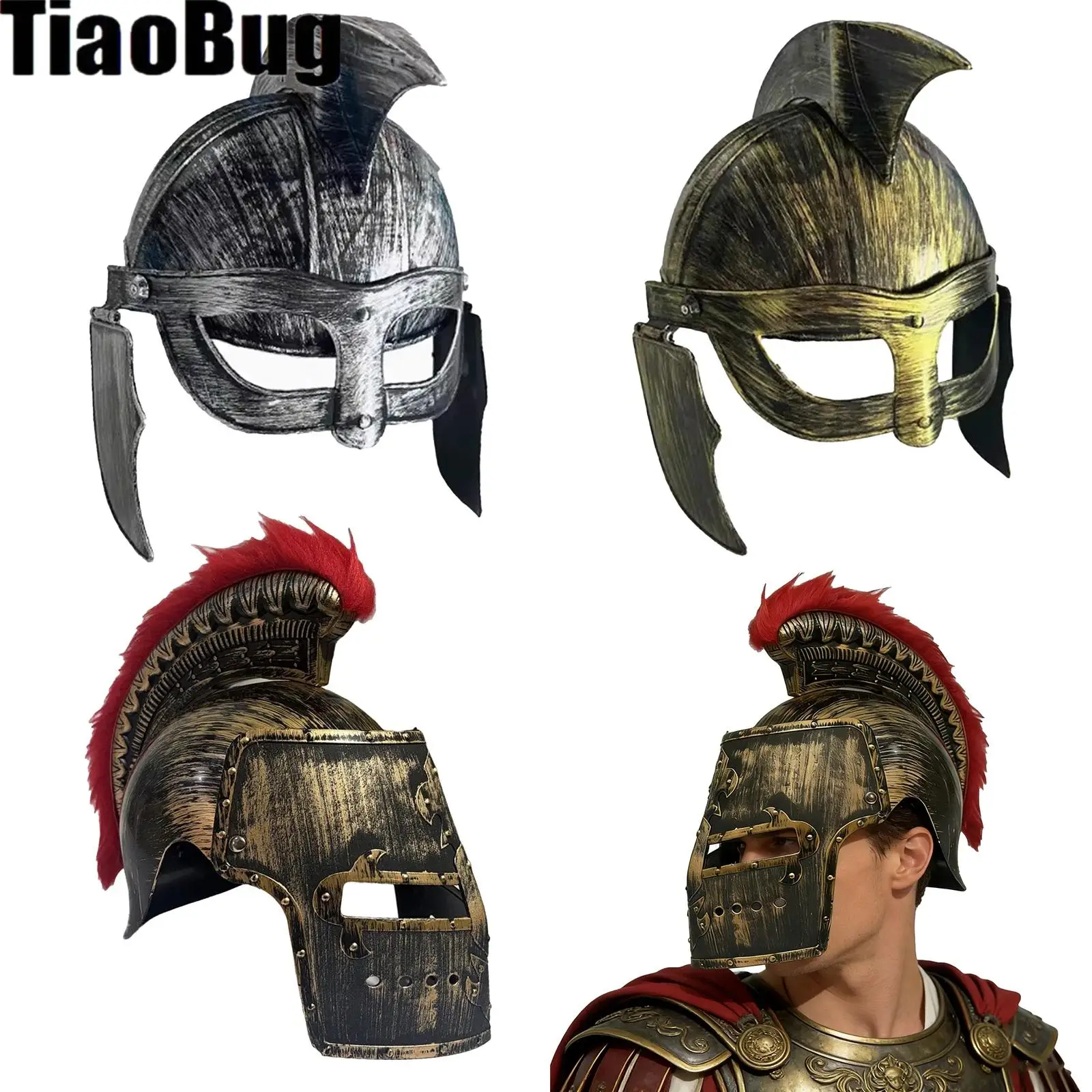 

Roman Spartan Warrior Helmet Greek Soldier Medieval Costume Warrior Helmet for Cosplay Prop