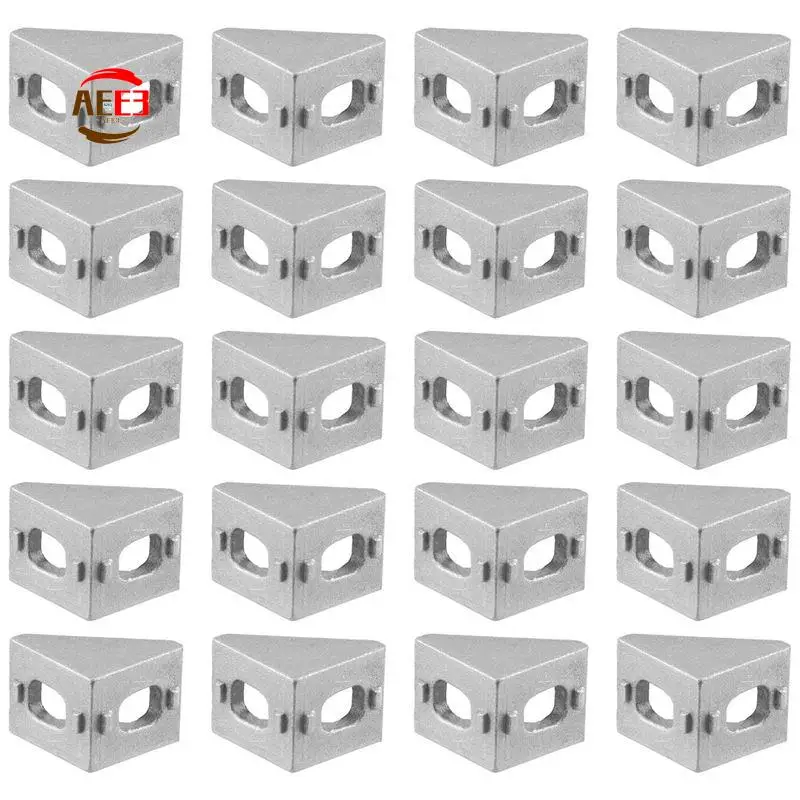 AEE3-20Pcs 2020 Corner Fitting Angle Aluminum 20 X 20 L Connector Bracket Fastener Match Use 2020 Industrial Aluminum Profile