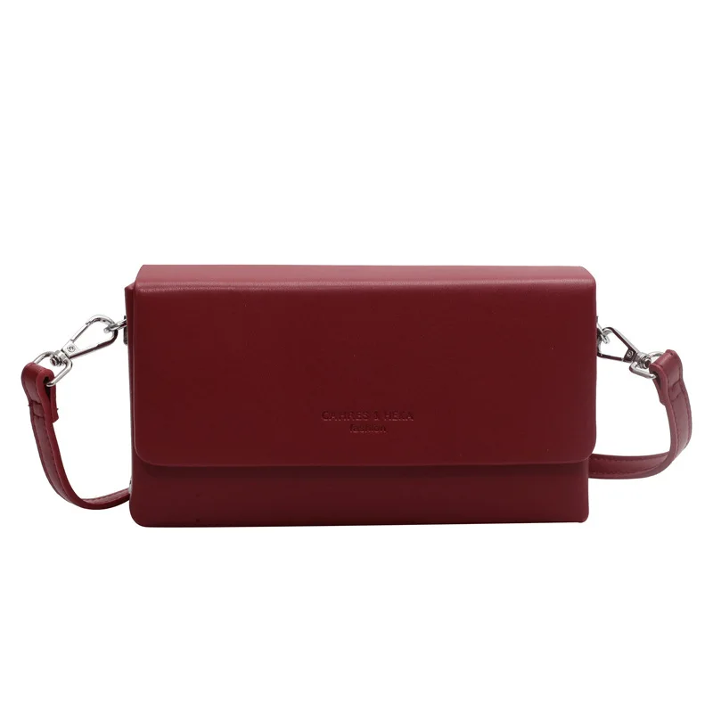 Christmas PU Messenger Bag Buckle Female Wine Red Square Retro Holiday Gift Box Packaging Small Square Bag