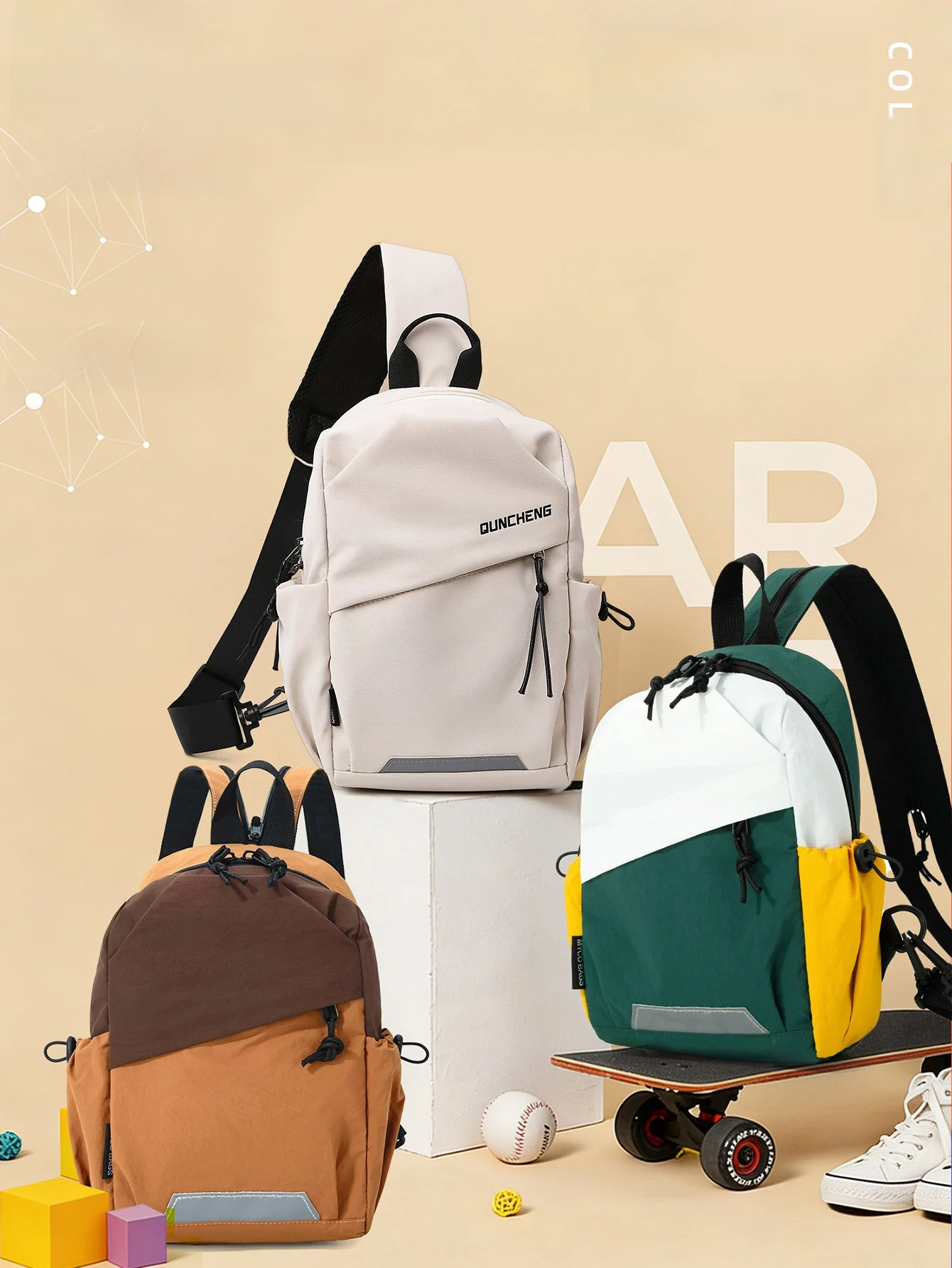

ex Faionable Casual Travel Sports Crossbody Bag Riding Single Double oulder Bapa Multifunctional Chest Bag Nylon ...