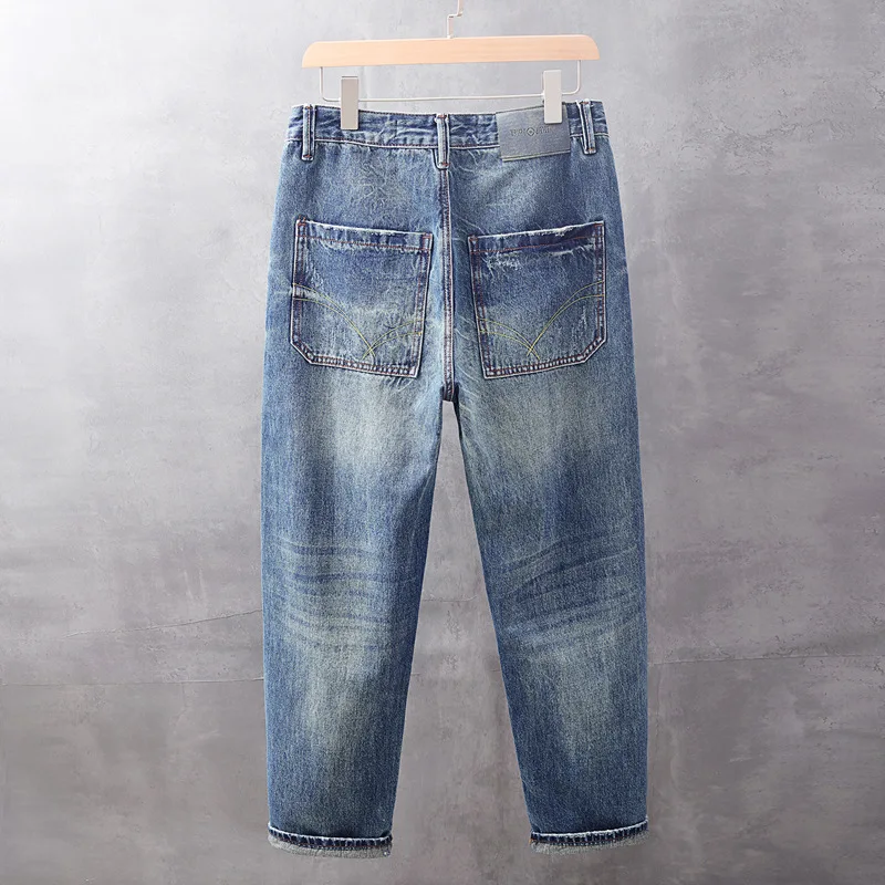

2025 новые модные брендовые модные мужские джинсы, свободные прямые камуфляжные джинсовые брюки, потертые водой