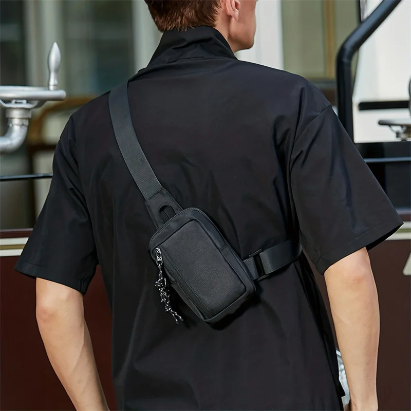 

Tide Japanese Street Trend Sports Model Mini Chest Bag Solid Color Shoulder Bag Men Diagonal Messenger Phone Simple Cross Bag