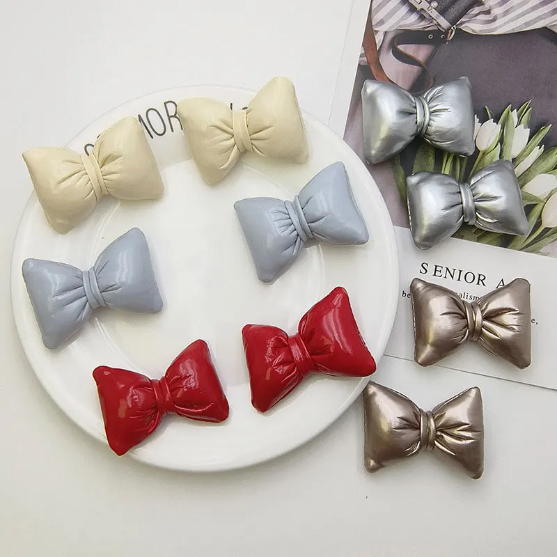 

100pcs - PU Leaterh Bowknot appliques for DIY Clothes Hat Sewing Patches Headdress Hair Clips Decoration