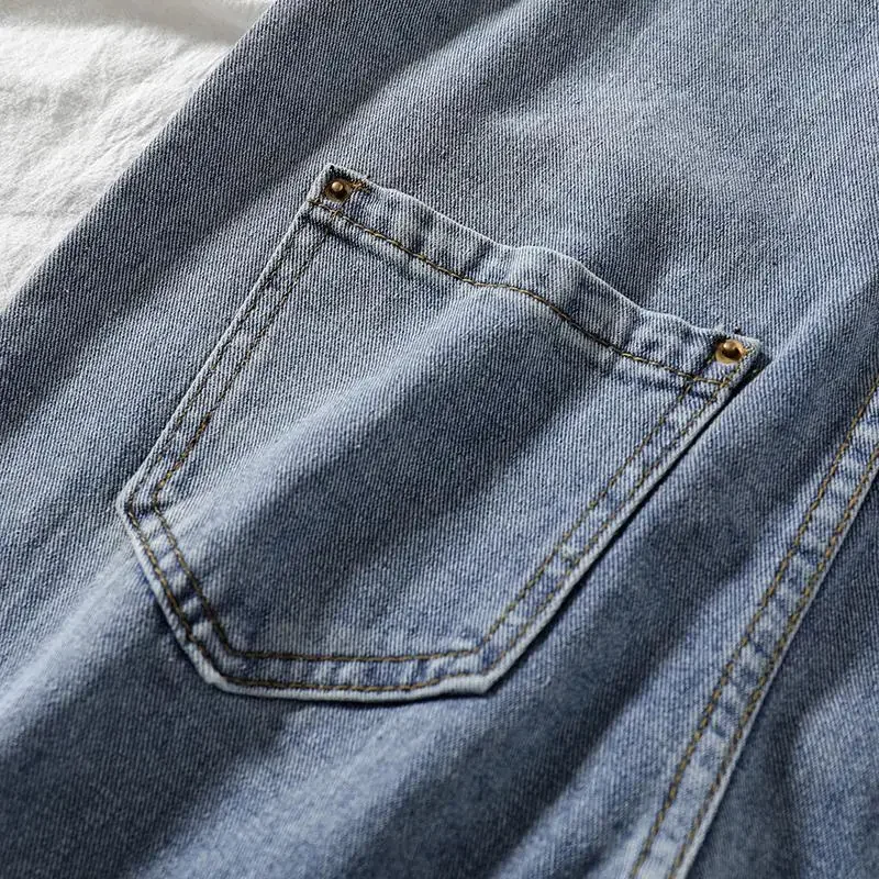 Denim Jumpsuits Women Vintage Streetwear Korean Style High Waist Jumpsuit Retro All-match Pockets Loose Suspenders Trousers Chic