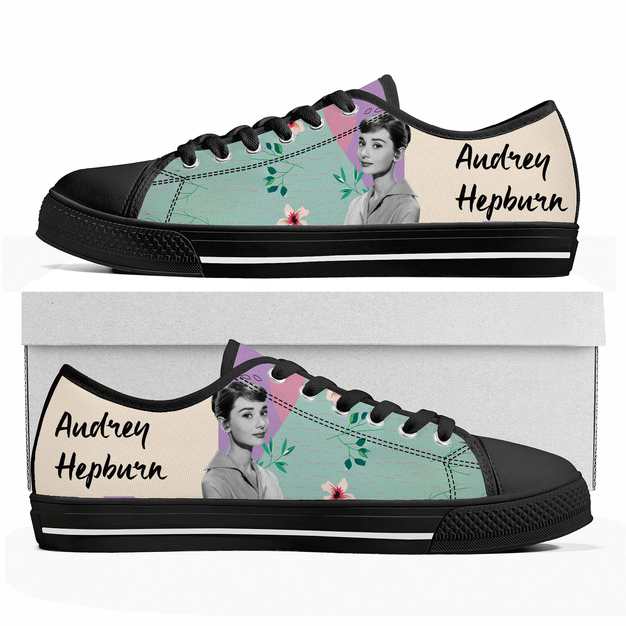 Audrey Hepburn Low Top Sneakers Mens Womens Teenager Canvas High Quality Sneaker Casual Custom Made Shoes Customize DIY Shoe