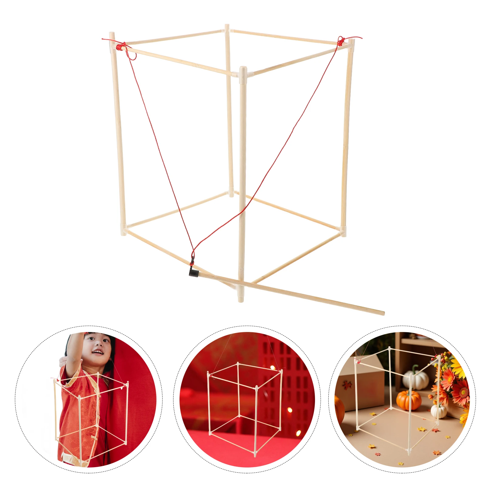 

Wooden Lantern Frame Kit Unfinished Diy Making Sticks Brackets Easy Assembly Lightweight Durable Compatible Various Sizes