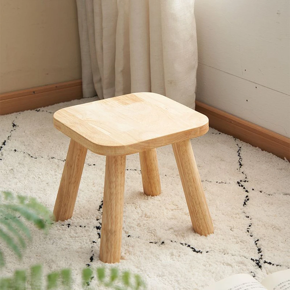 مقعد مربع من الخشب الطبيعي من المطاط الصلب لحماية زيت الشمع، مجموعة مسطحة سهلة لغرفة المعيشة، ديكور شرفة الحديقة الخارجية