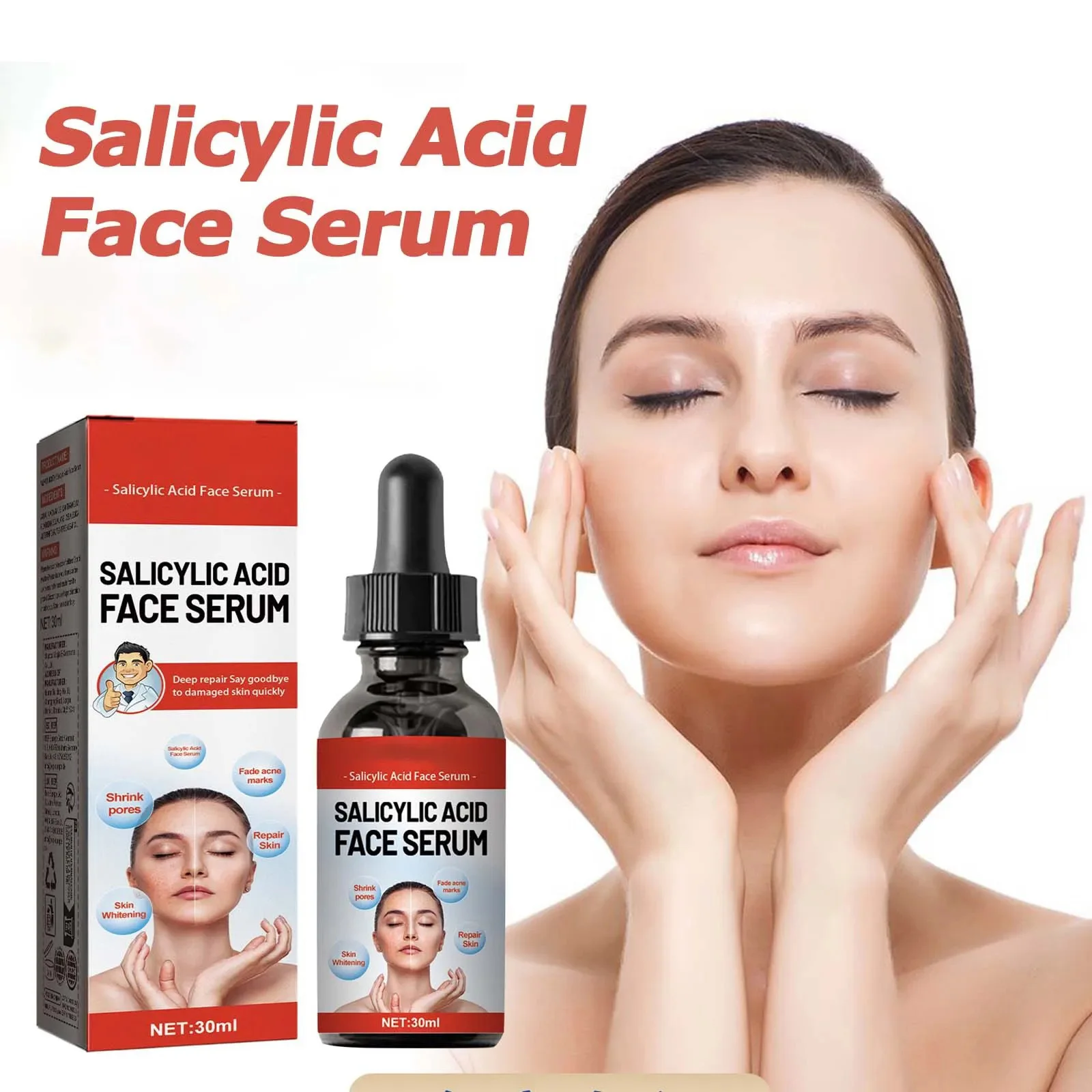 

Salicylic Acid Face Serum Firming Lifting Shrinks Pores Niacinamide Brighten Skin Tone Fade Acne Scars Moisturizing Skin Care