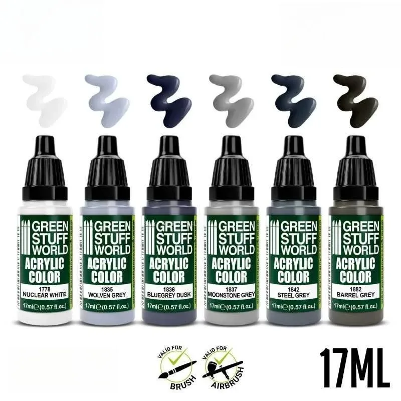 6 Bottles 17ml Boxed Water-based Acrylic Paint Set Painter Drawing Model Painting Graffiti Decorative Airbrush Spray Pigment