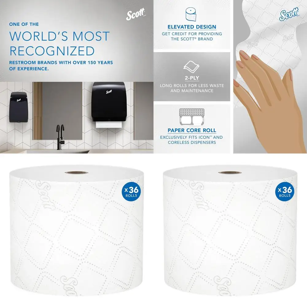 

Elevated Stand Roll Toilet Paper, Bulk 2-Ply, White, 36 Rolls (1,100 Sheets Each, 39,600 Total)