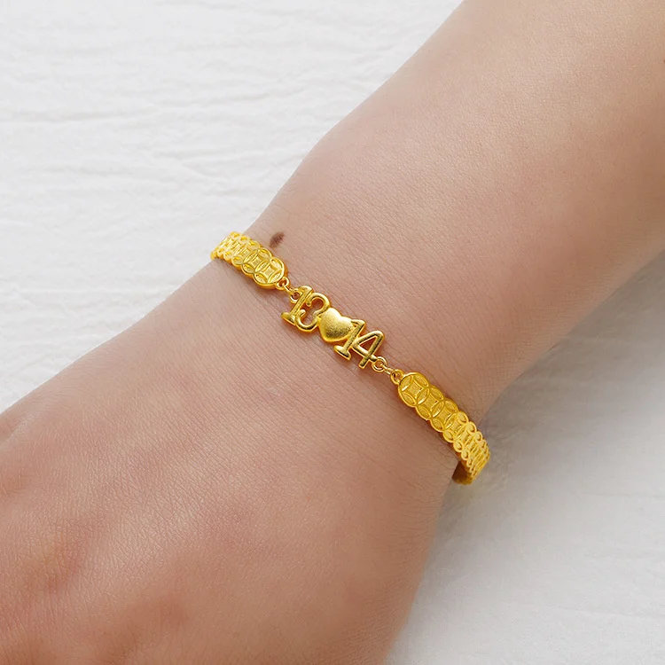 Fashion Brass Gold Plated Opening Bracelet 1314 Couple Bracelet Heart Shape Faux Gold Bracelet Jewelry Gift