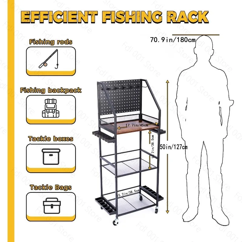 Multifunctional Fishing Rod Storage Rack Multi-layer Storage Rack Tool Fishing Tackle Box Reel Storage Fishing Cart