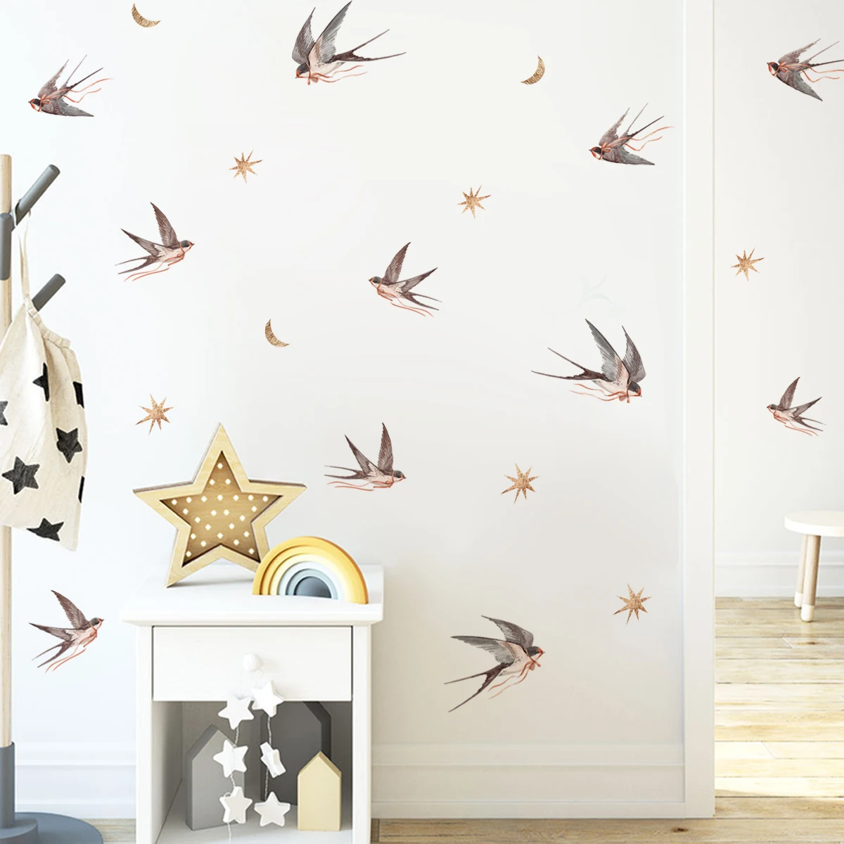 Cartoon Birds Removable Wall Stickers for Home Decor Art Self-adhesive Window Tile Cupboard Decals PVC Mural DIY Poster