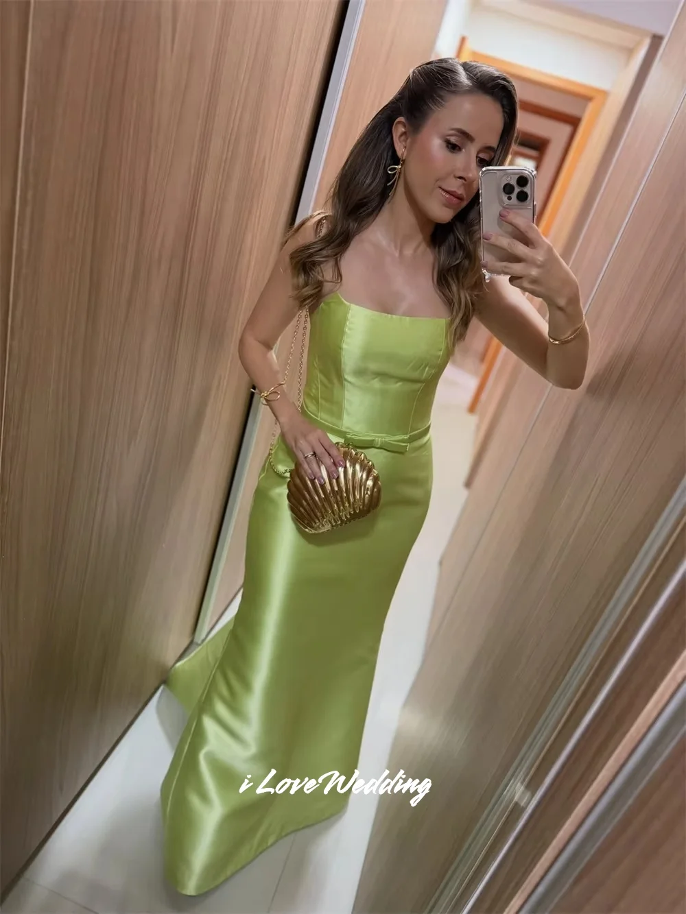 الأخضر حورية البحر بدون حمالات القوس الأشرطة فساتين لحضور الحفلات الموسيقية عارية الذراعين بلا أكمام فستان Sherese المرأة مطوي الطابق طول تخصيص #2