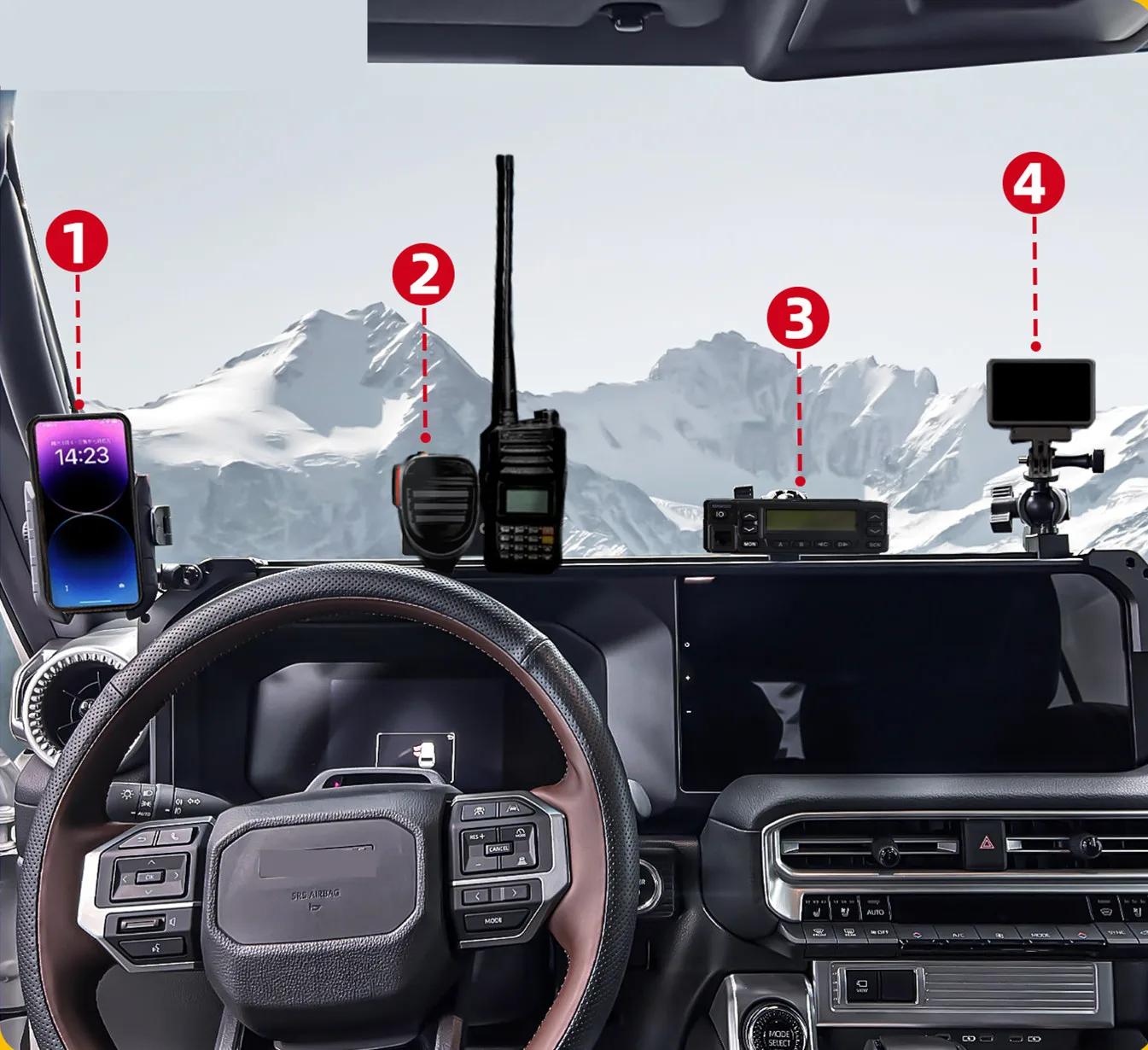 Console Phone Holder Dashboard Mount Adjustable Multi-Function Bracket For Toyota Land Cruiser Prado J250 LC250 2024 2025