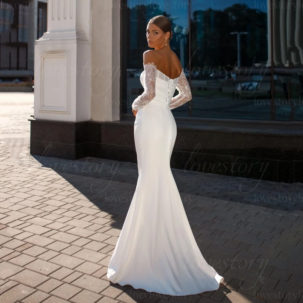 Customized Classic Mermaid Modern Style Wedding Dresses Strapless Bridal Gowns Lace Bride Dress Vestidos De Noiva