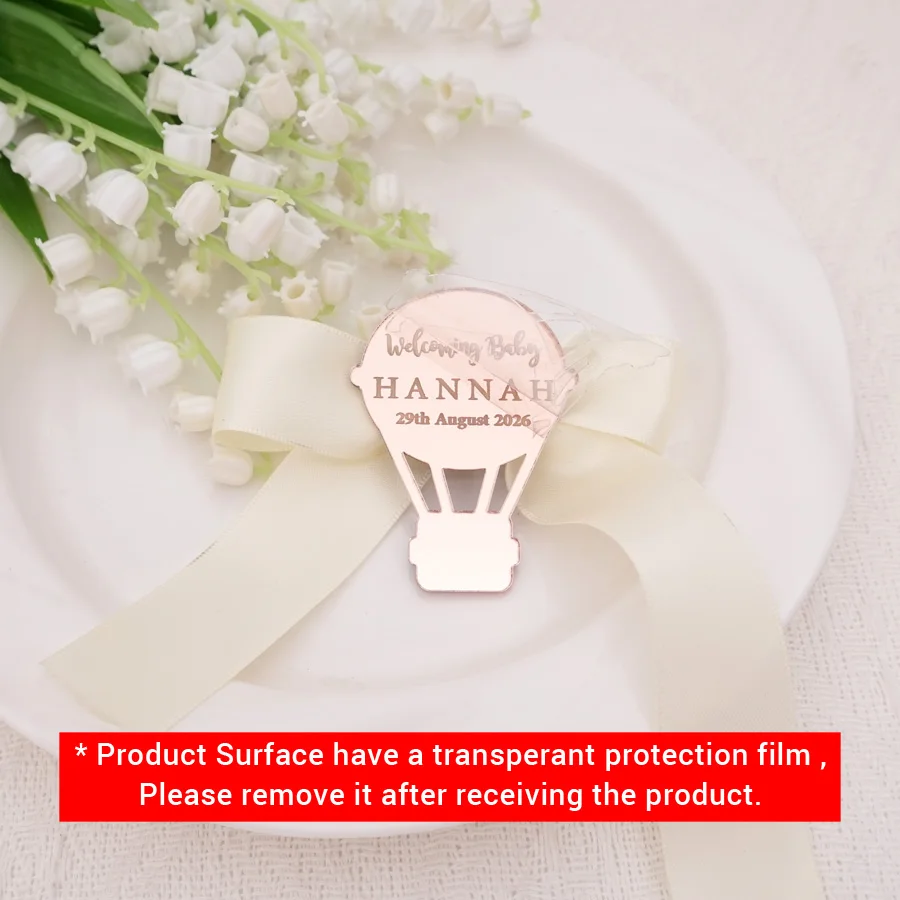 

2 Styles Custom Hot Air Balloon Tags For Birthday Decor Carve Name / Date Acrylic Cards Baptism Party Gifts Wrap 6*4.5cm