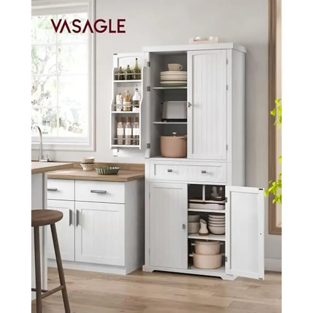 High Freestanding Tall Cupboard Storage Cabinet with Drawer Adjust Shelves Huge Capacity Farmhouse Style Organize Kitchen Dining