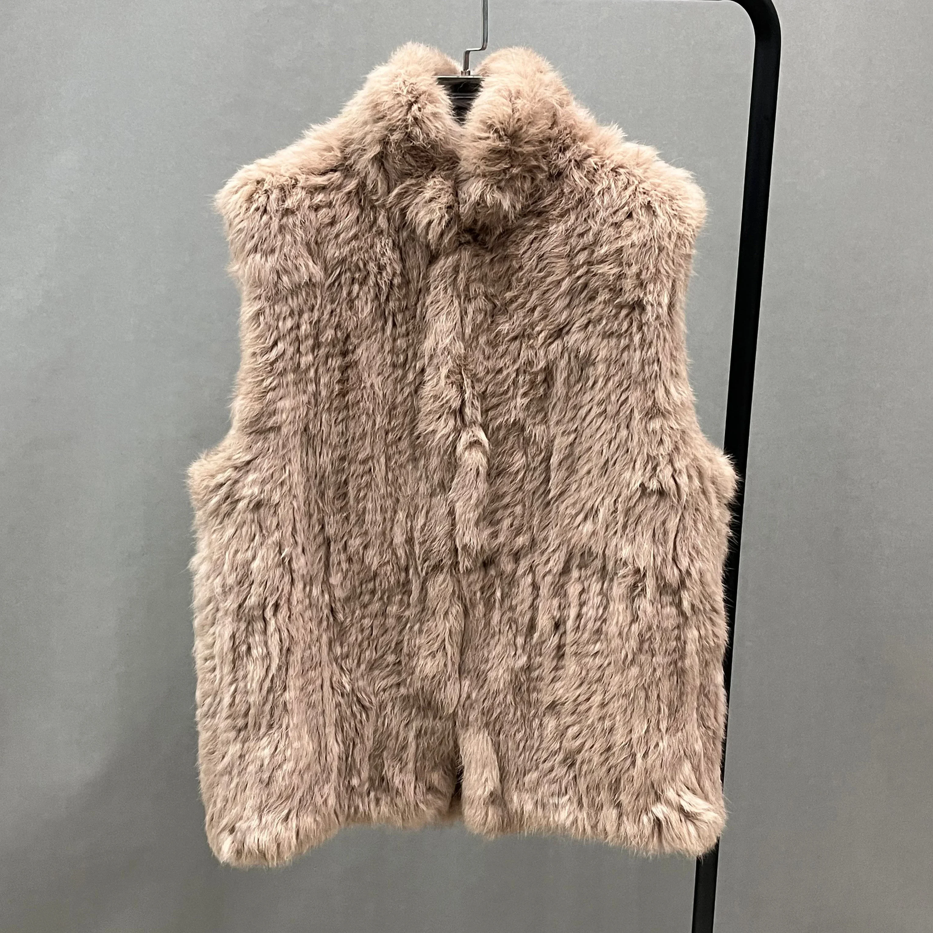 High Quality Custom Color Spring Dense Knitted Real Knitted Rabbit Fur Vest Women