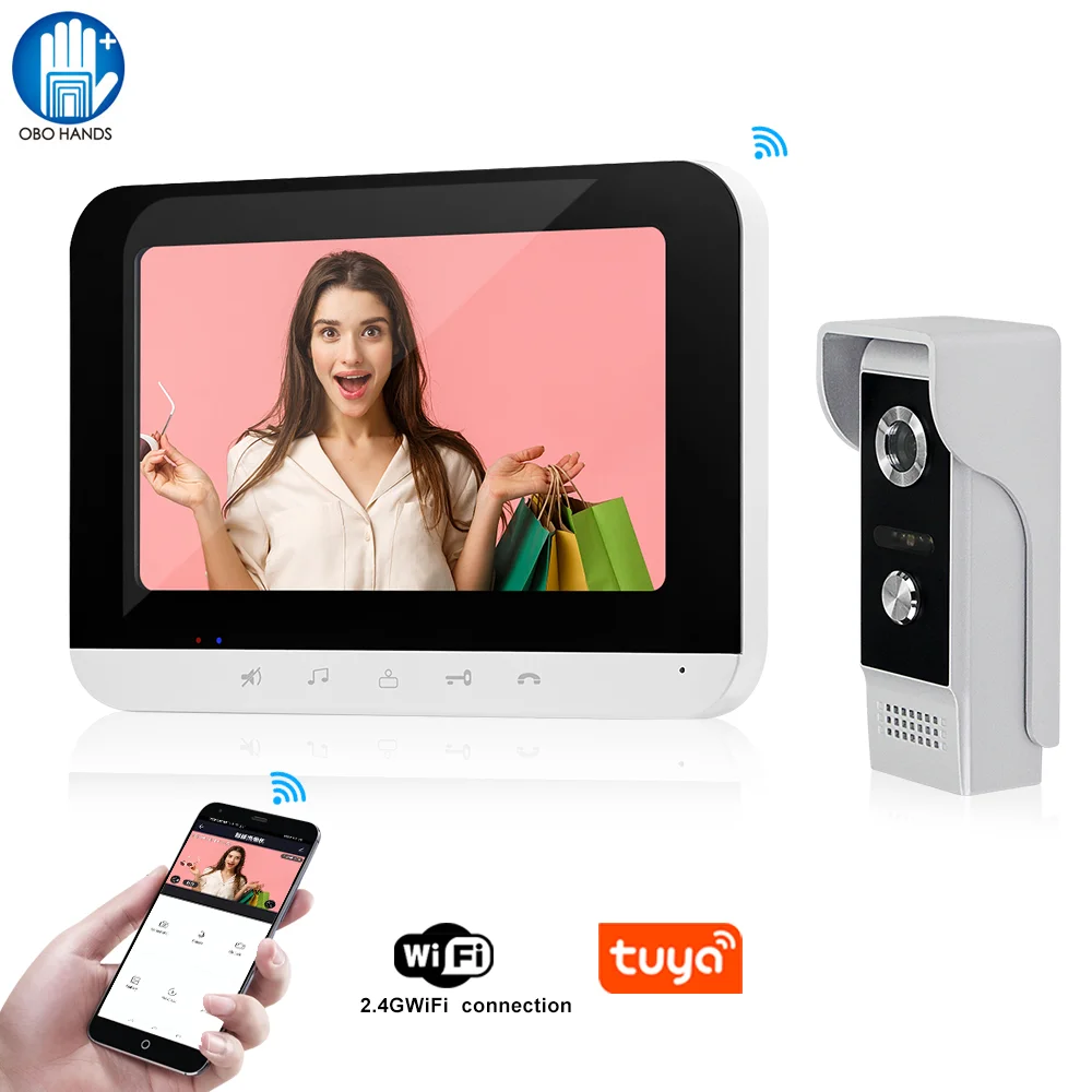 

WiFi Tuya Smart APP Wireless Video Doorbell Camera for Home Intercom System Video Door Phone 7inch Touch Screen Monitor 700TVL