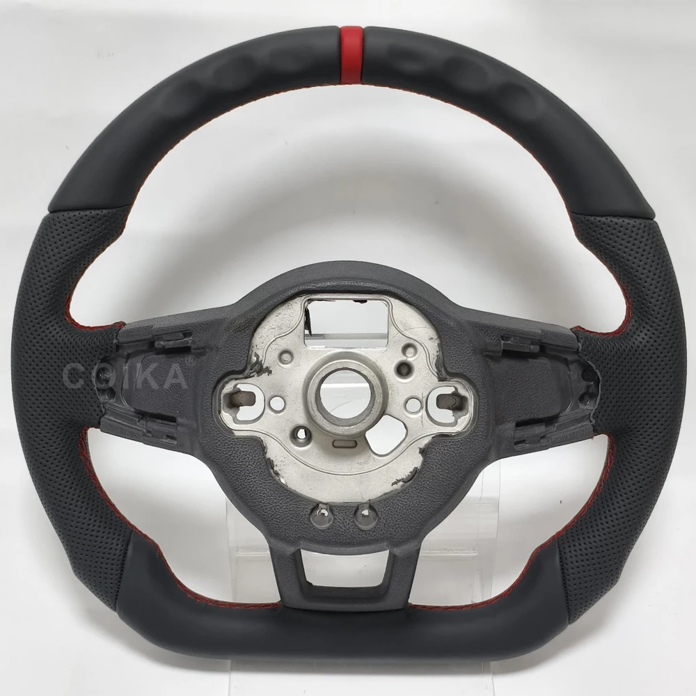 VW ゴルフ7 MK7 GTI Rライン GTE対応 カーボンファイバー 本革製 ステアリングホイールアクセサリー改造パーツ EU/US在庫あり