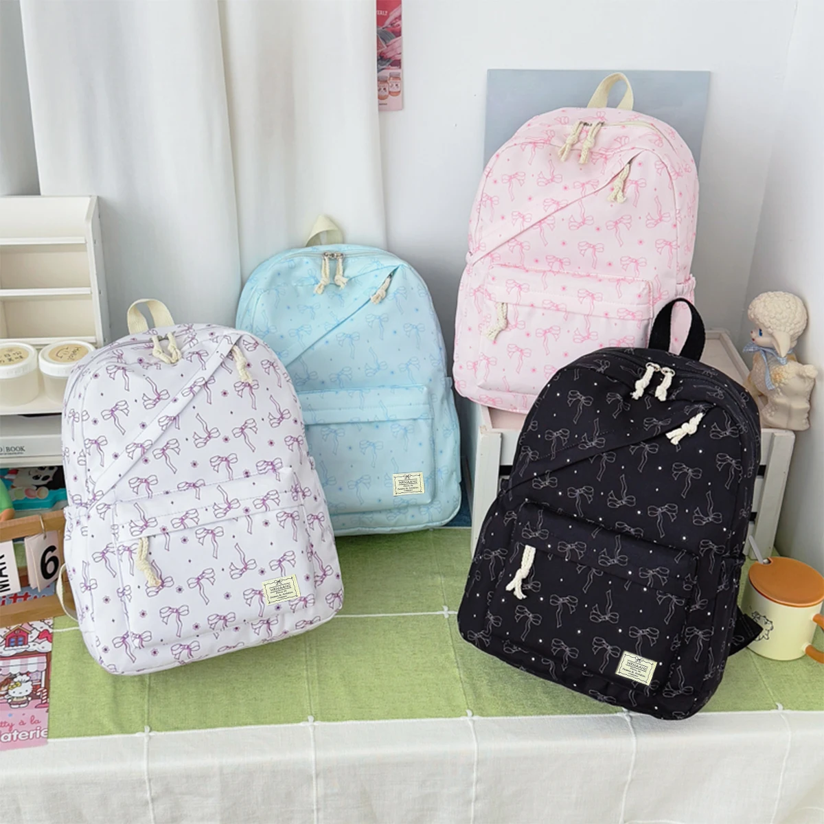 mochila-feminina-leve-de-nylon-com-estampa-de-bolinhas-e-laco-borboleta-grande-capacidade-para-estudantes-universitarias