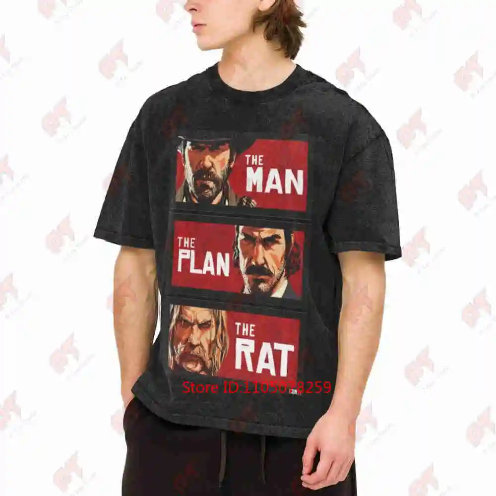 RDR 1 2 Gaming Plans Rats Iconic Logo Vintage Washed Tee Pure Cotton T-Shirt