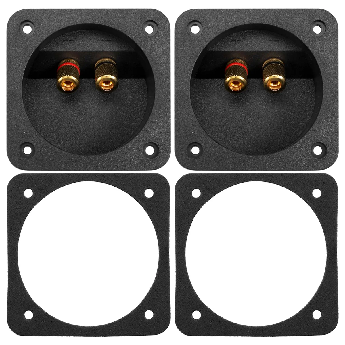 Conectores de copo de parafuso estéreo para carro, faça você mesmo, plugue subwoofer, caixa de alto-falante bidirecional, poste de ligação terminal, 2 peças preto