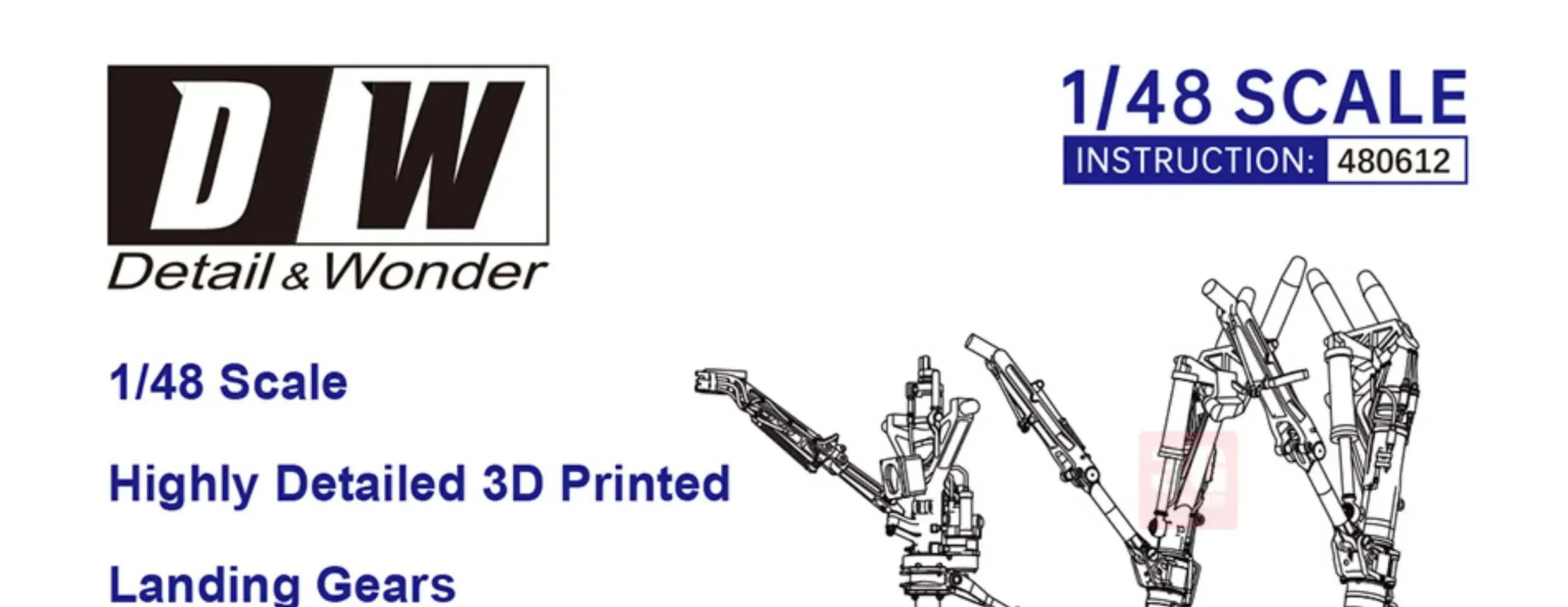 D & W 3D Print 480612 F-35A Kit di aggiornamento del carrello di atterraggio adattato al modello Tamiya scala 1/48