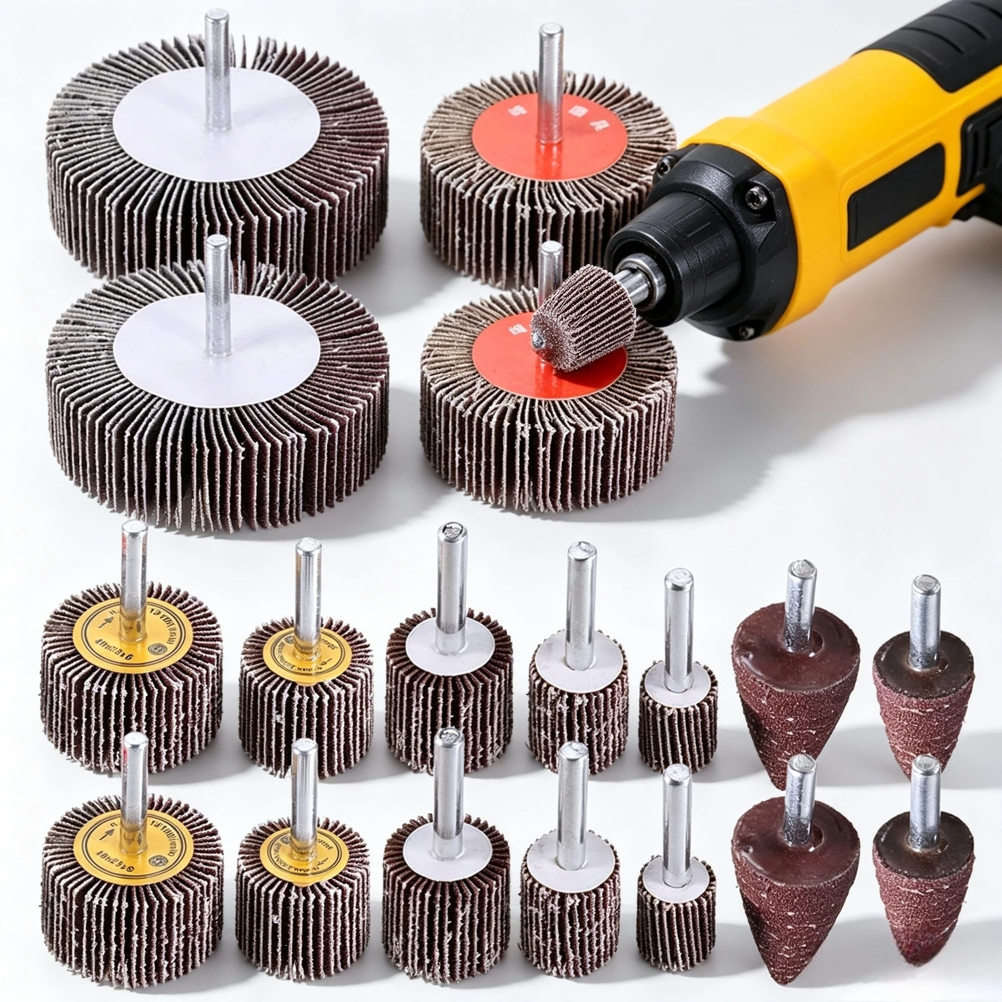 20Pcs Aluminum Oxide Sanding Bits Flap Wheel Set 1/4