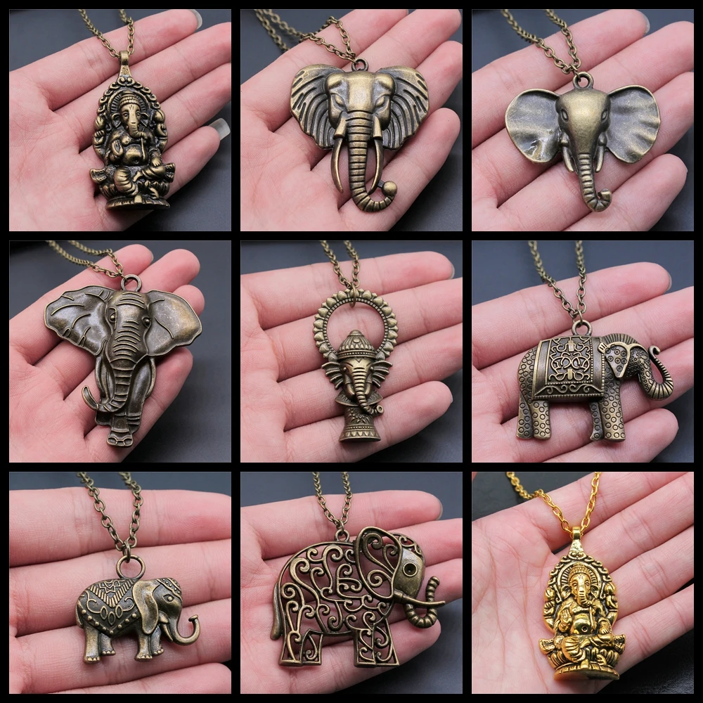 Big Elephant Pendant Necklace For Women Men Punk Hiphop Long Chain Necklace Creative Gift Party Jewelry Accessories