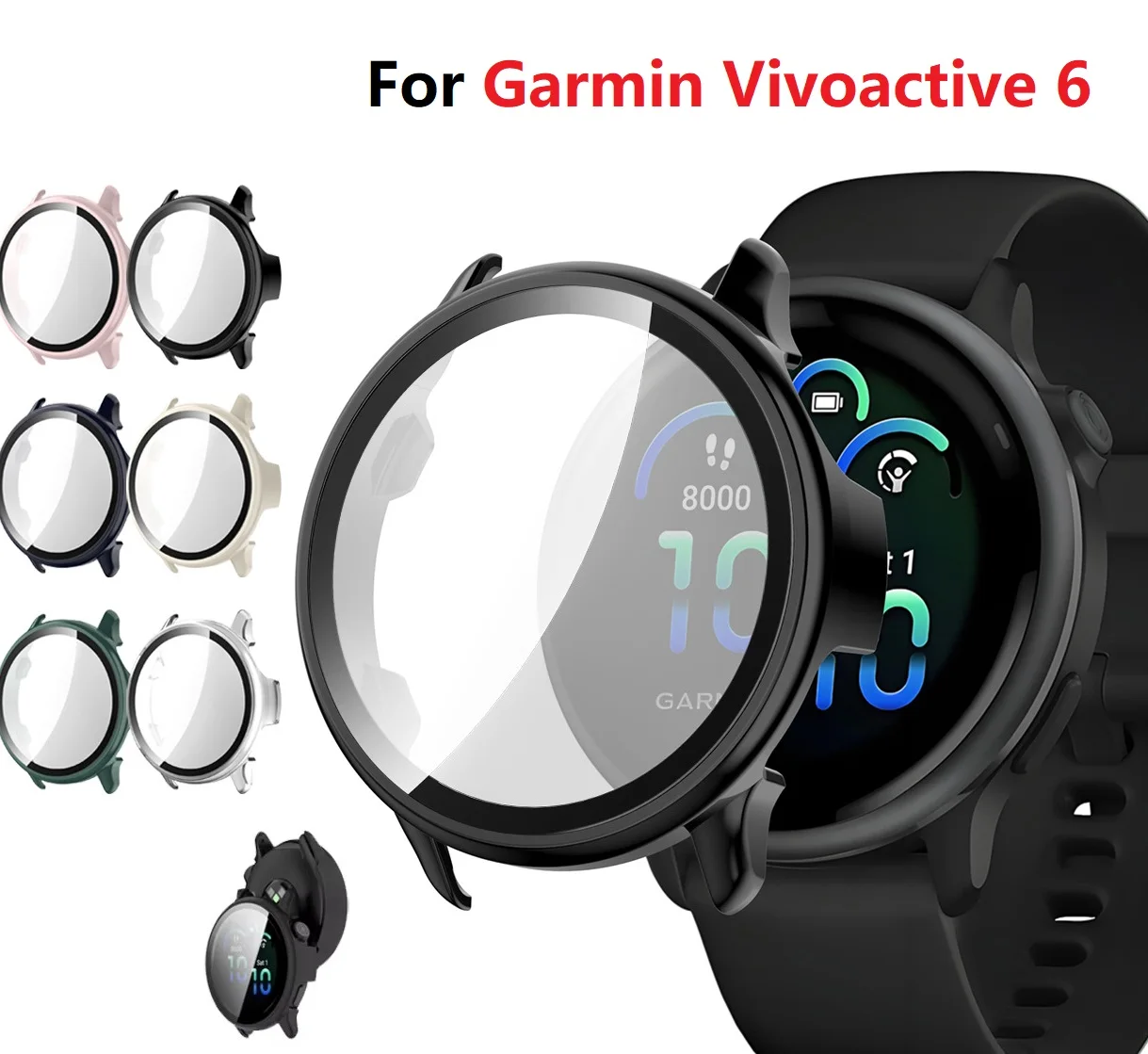 

Защитное стекло + чехол для Garmin VivoActive 6, жесткая защитная пленка для экрана, универсальный защитный чехол-бампер для Garmin Vivoactive 6