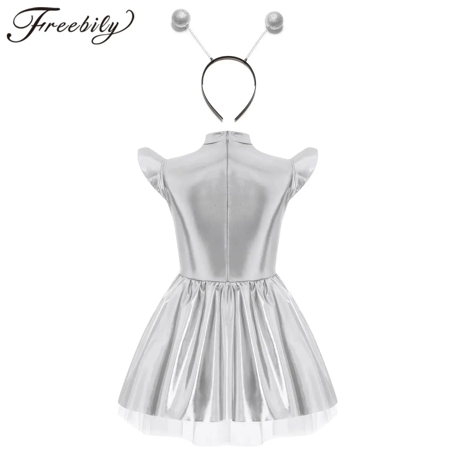 

Костюм для маскарада: блестящее платье-пачка для девочек, наряд космонавта, костюм инопланетянина-робота для вечеринки, сценического выступления, карнавальный наряд