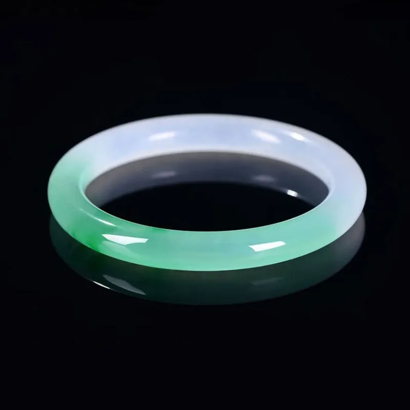 Ice Quartz Rock Jade Round Bracelet for Women's Oil Blue Dot Green Jade Bracelet