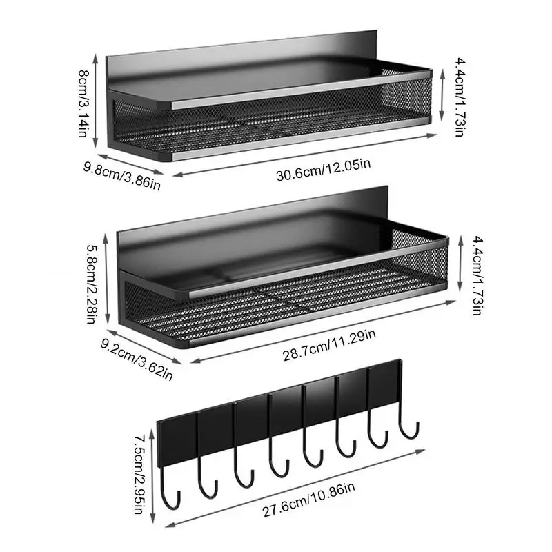 Rack magnético 3 pçs rack de especiarias para geladeira sem perfuração montagem na parede rack de especiarias organizador cozinha utensílio cabide