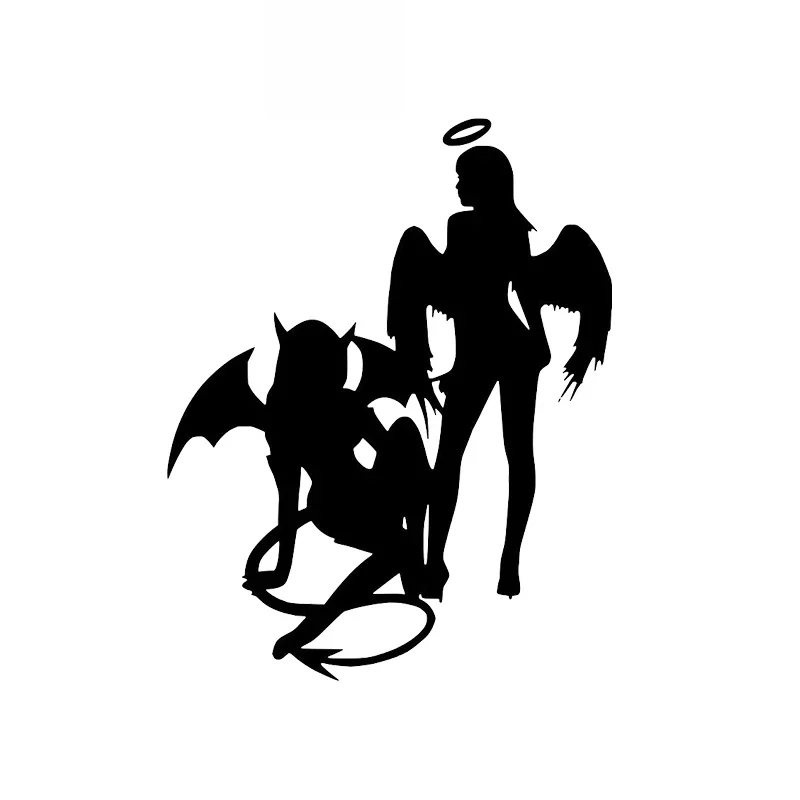 

Sexy Angel Devil Girlfriend Stickers Fashion Design Stickers Pvc Decals Suitable for All Kinds of Cars Black/white, 13cm*10cm