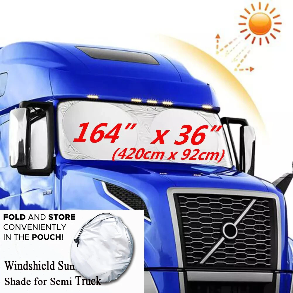 Windshield Sun Shade for Semi Truck Windshield Large Coverage Foldable Front Window Sunshade Heavy Duty UV Heat Sun Visor