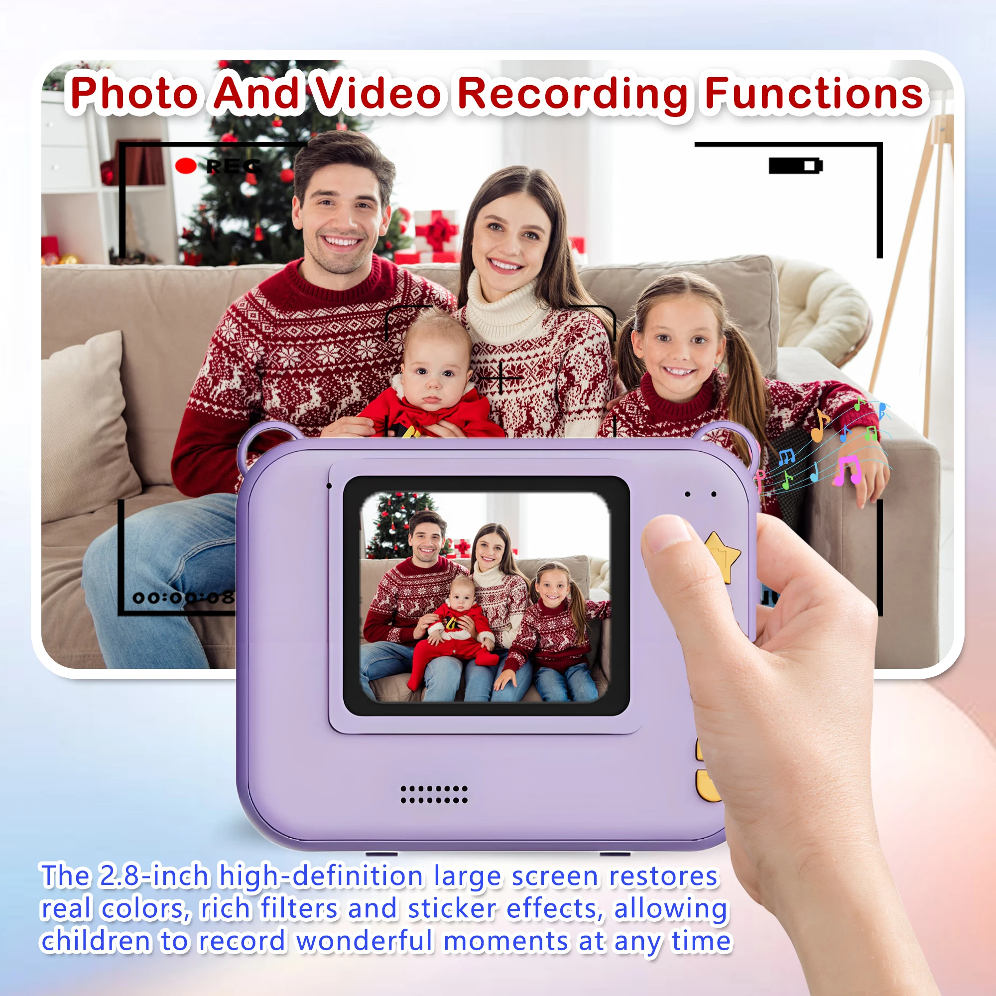 Aparat cyfrowy dla dzieci Natychmiastowy nadruk Aparat może natychmiastowo wydrukować Natychmiastowy nadruk Aparat dla dzieci oraz jest przenośnym małym aparatem