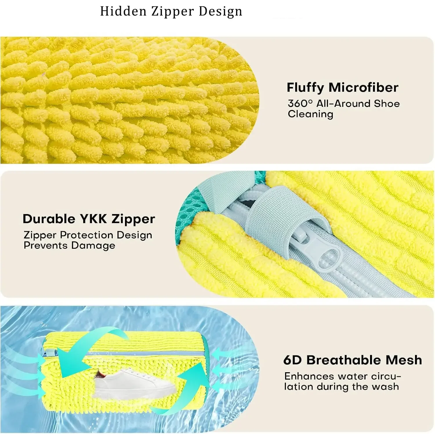 Durable Laundry Shoe Bags for Washer Dryer 360° Deep Clean Reusable Sneaker Tennis Shoe Cleaning Bag With Self-locking Zipper view 2