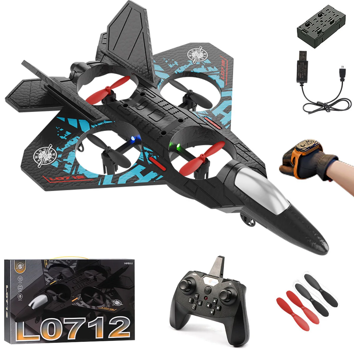Genérico Télécommande d'avion - Lumière LED RC, jouet imperméable 2,4 GHz, avion éducatif durable, design convivial pour les débutants | RC , garçons et filles, pour